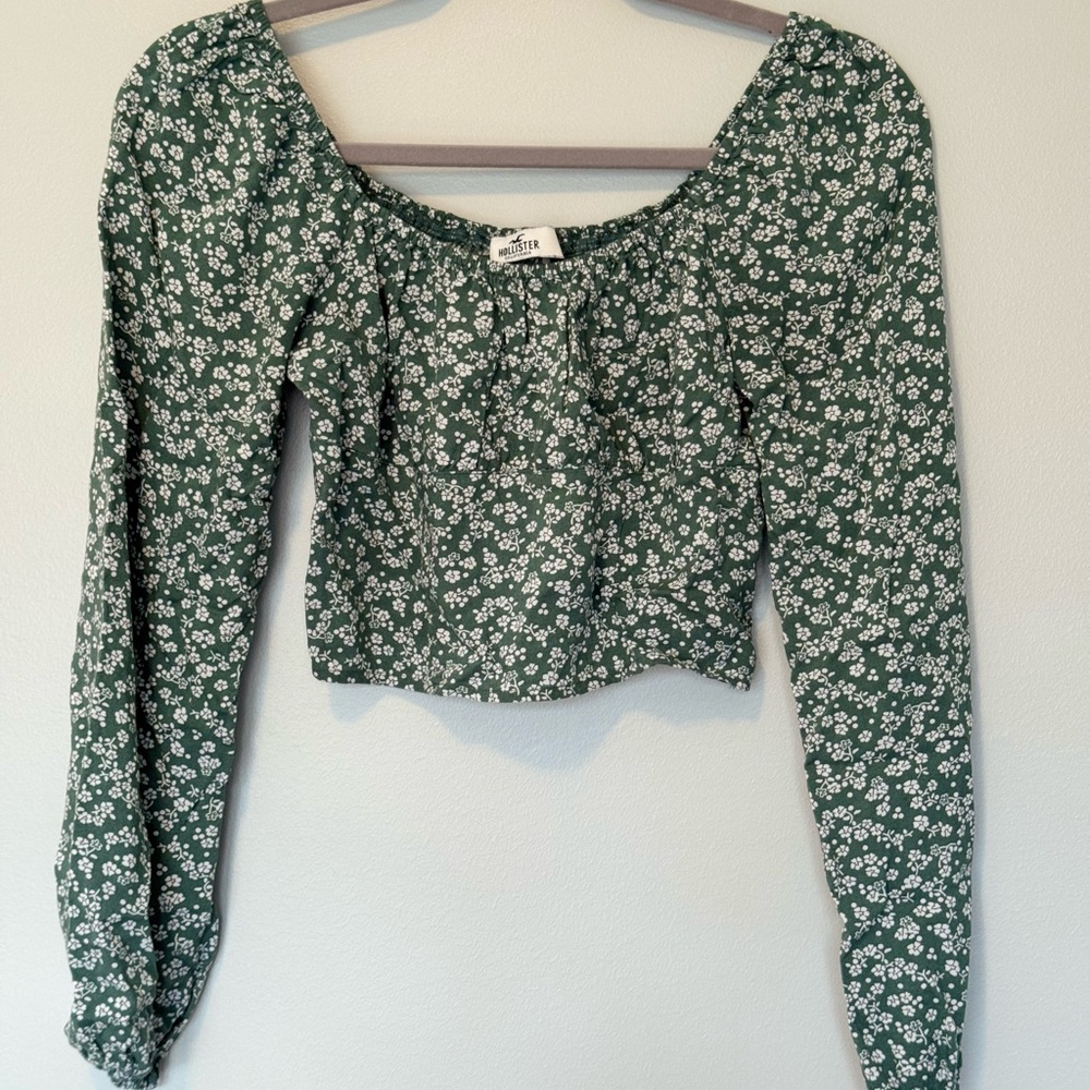 Hollister Green Floral Blouse